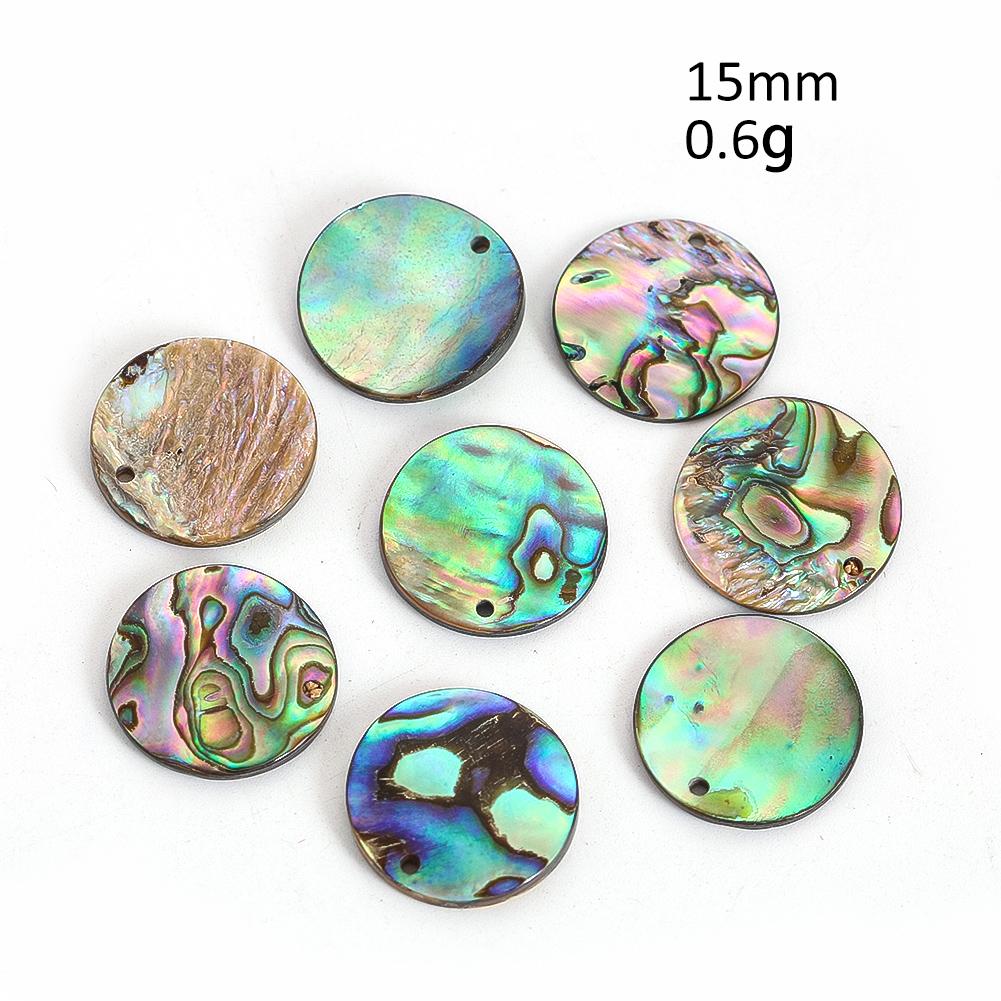 2Pcs 15Mm Natural Abalone Shell Disc Flat Round Loose Beads Coin Colorful Shell Do-It-Yourself Wind Chimes Pendant Crafting Jewelry Making