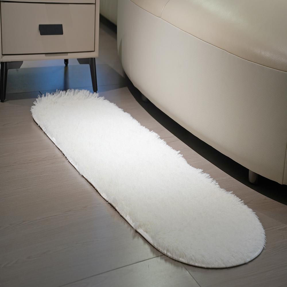 

Овальні Плюшеві Килими для Вітальні Потовщені Рожеві Пухнасті Килимки Приліжкові Довгий Ворс Протиковзкі Підлогові Килимки Домашній Декор Килими для Спальні Дверні Килими 40x120cm 15.74x47.24inch білий