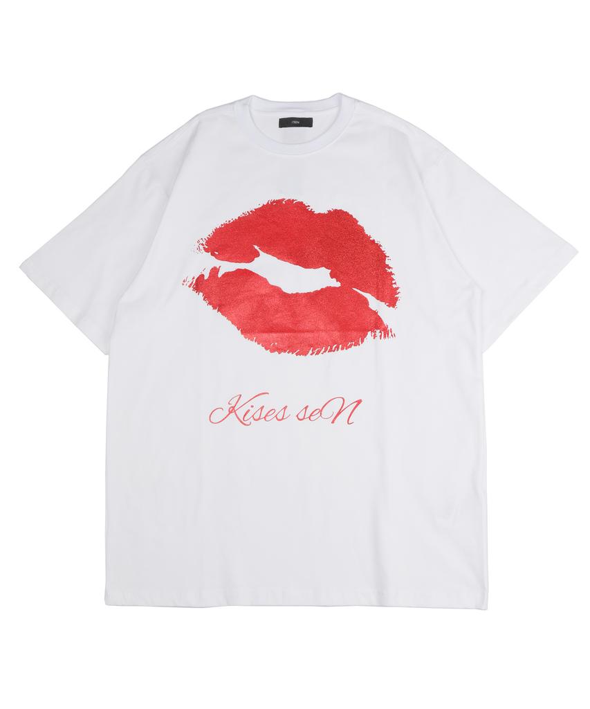 Monkey Flower Women'S Kiss Pearl Print Oversized Short Sleeve T-Shirt / Sm8Wts02F White