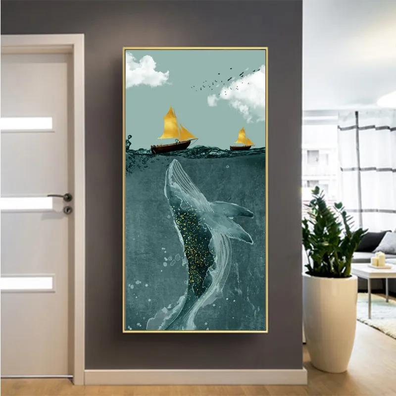 

Синий кит Парусный холст Плакат Настенное искусство