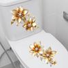 Creative Light Luxury Gold Flower Waterproof Toilt Sticker Bathroom Wall Background Decal Home Decoration Self-adhesive Sticker
