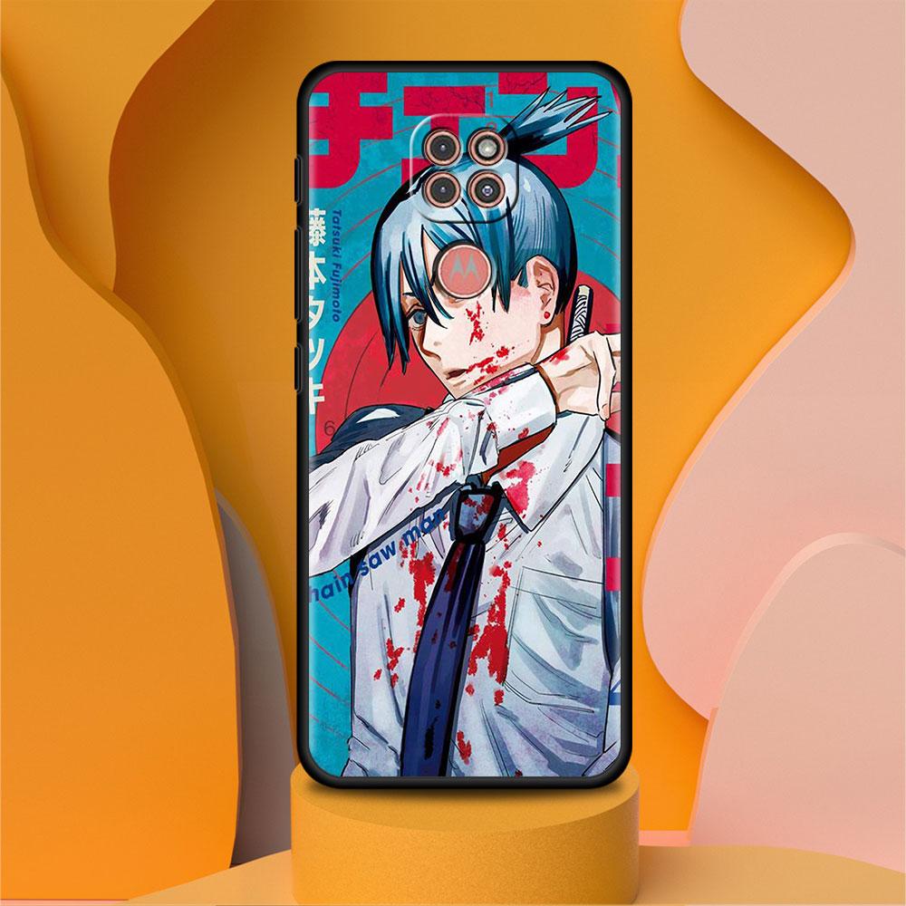 Black Luxury Case For Motorola G30 G60 G50 G22 G200 G9 G8 Play Power One Fusion Plus Edge 20 Fundas Cover Anime Chainsaw Man
