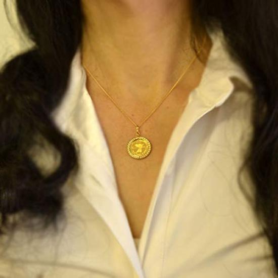 Engel Engelsflügel Münzanhänger Top 24K Gold Set mit Politur [Schmuck Kotobuki] [K18/24 1/25 OZ] (Geschenktuch)