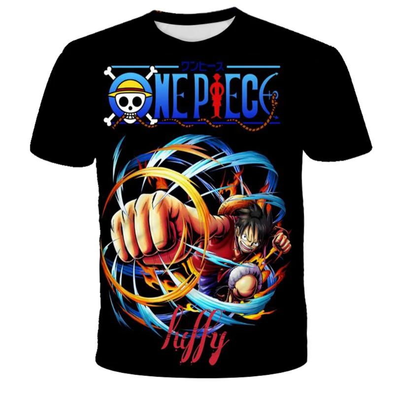 Горячий японский аниме One Piece Д.Луффи Мультяшная детская 3D-печатная футболка One Piece Мальчик Мультяшная уличная повседневная футболка 100