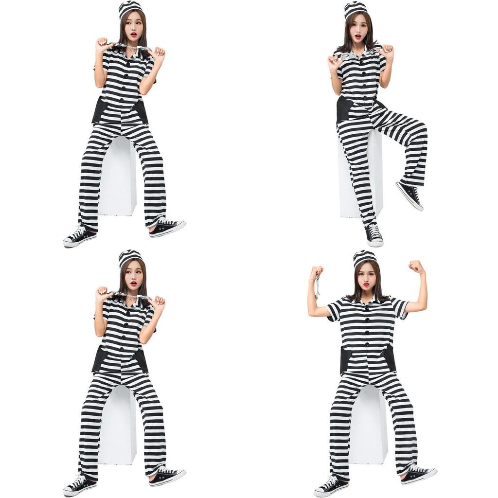 Japanese Cartoon Inspired Striped Prisoner Outfit For Cosplay And Costume Events