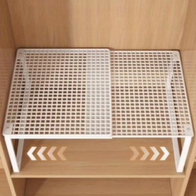 1pc Wardrobe Rack Expandable Closet Organizer - Heavy-Duty Metal Wardrobe Rack Height-Adjustable Space-Saving Vertical Storage Shelf