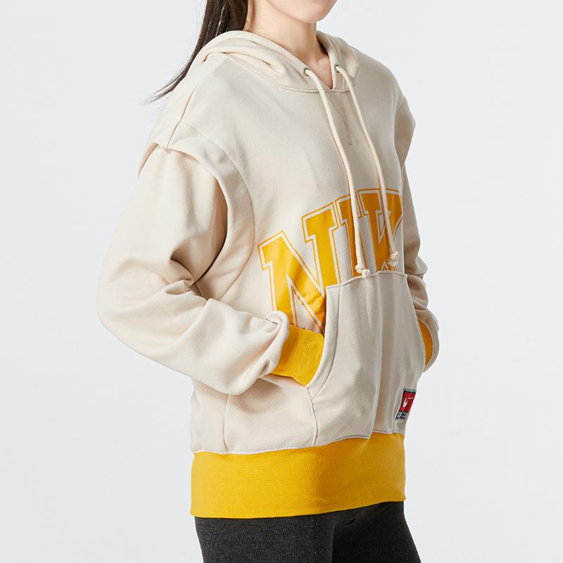 Nike Simple Letter Print Casual Hoodie Women Tops Yellow DQ6586-126