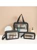 Portable Transparent PU Frosted Makeup Bag Large Capacity Handheld Toiletry Bag for Bath and Swimming