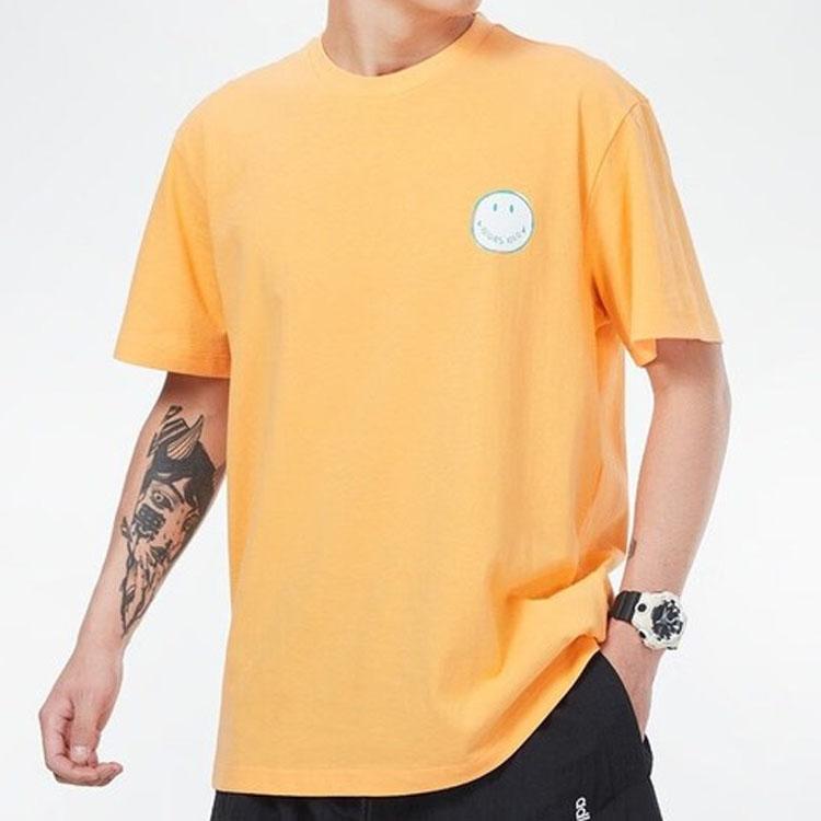 Adidas Neo Smiley Print Sport Crew Neck Retro American Dopamine T-Shirt Men Tops Orange-Yellow GP5789