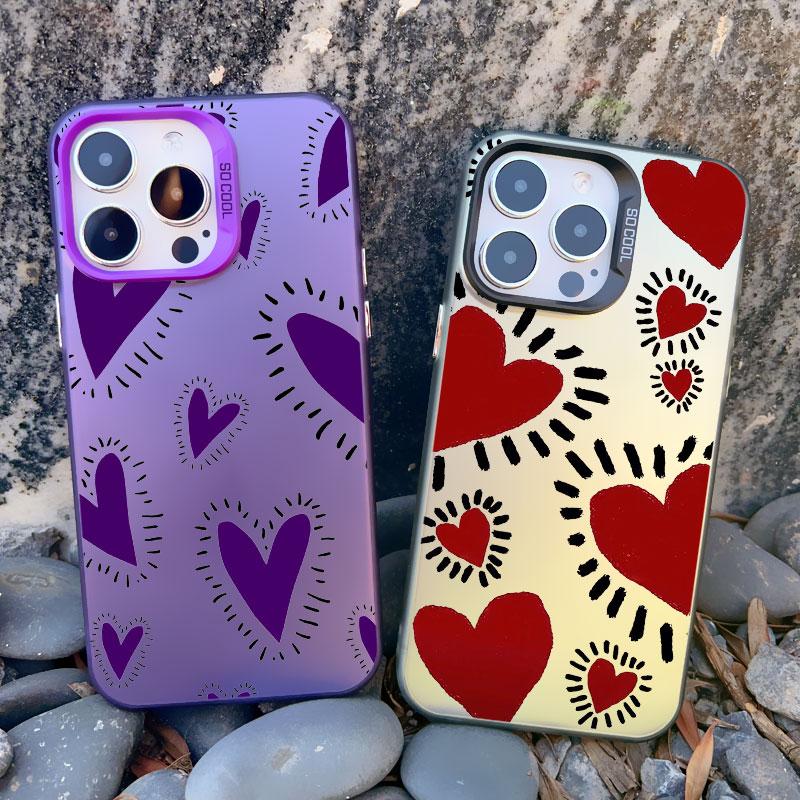 Cute Love Heart IMD Protective Phone Cases for Iphone 16 14 Pro Max Plus 15 11 12 13 Pro Max 13 Mini Plus Shockproof Laser Cover