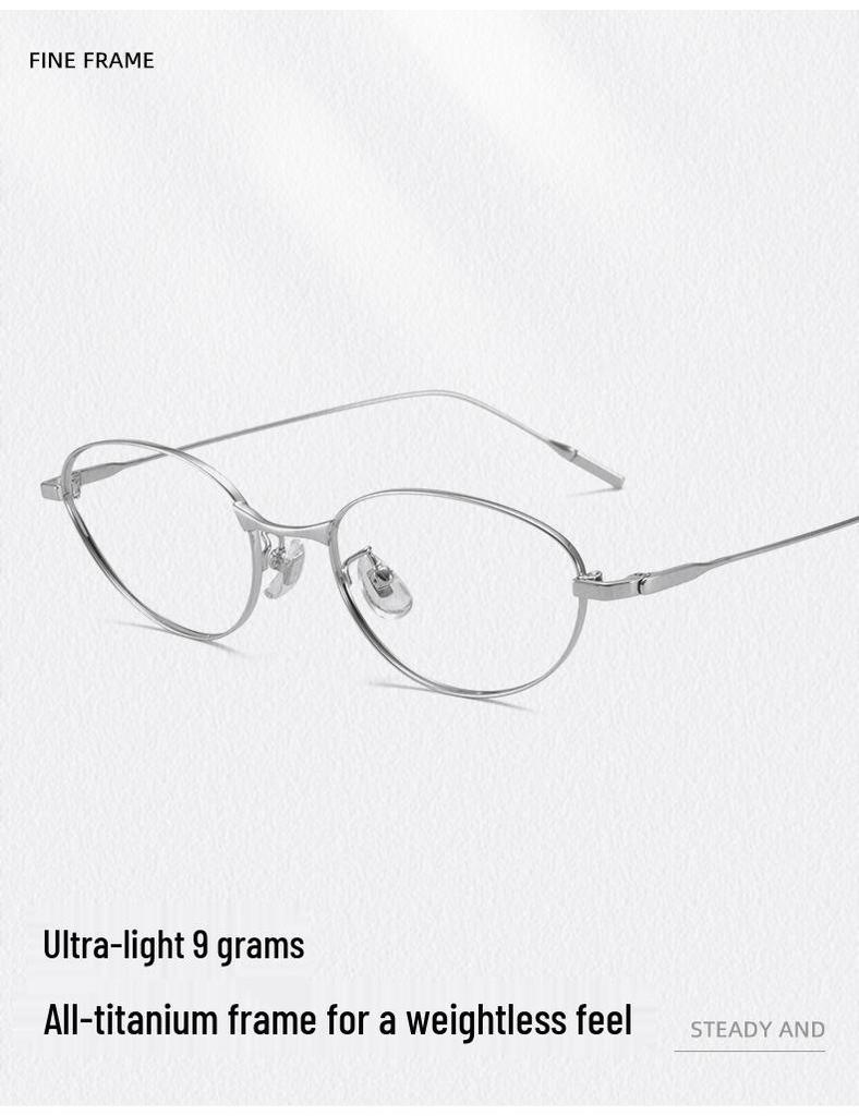 Pure Titanium Cat-Eye Eyeglass Frame 55 - Super Light, No-Makeup Style, Little Fox Design