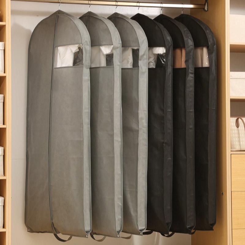 1Pcs Clothes Dust Cover White/Black Fully Enclosed Washable Dust Bag Peva Household Dust Cover With Zipper Coat Suit Cover