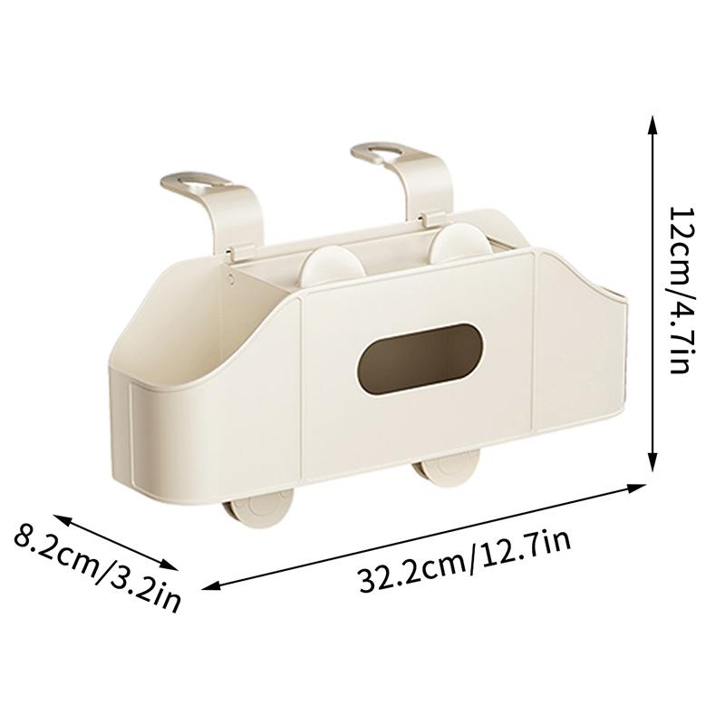 Multifunctional Car Back Seat Storage Organizer Scratch-Resistant Tissue Box With 2 Cup Holders Universal Stowing Space Tidying