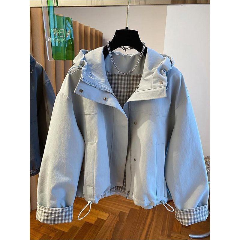 Plus Size Women S Hooded Windbreaker Jacket Workwear Style