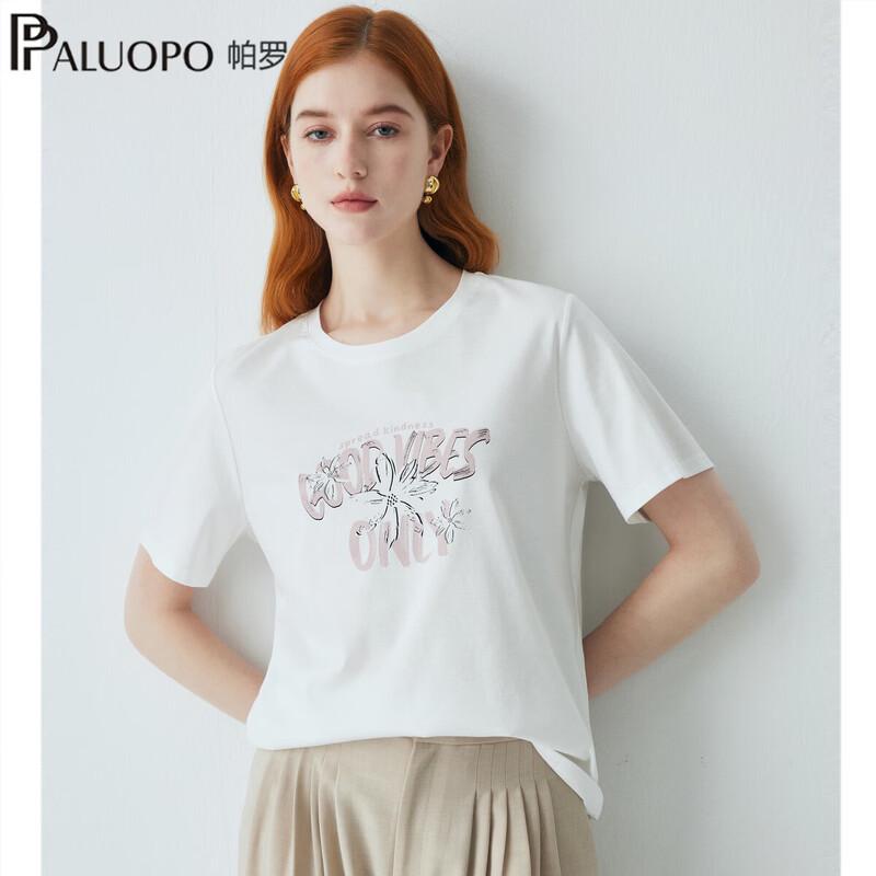

PALUOPO Women s Letter Print Crewneck Short Sleeve T-Shirt M