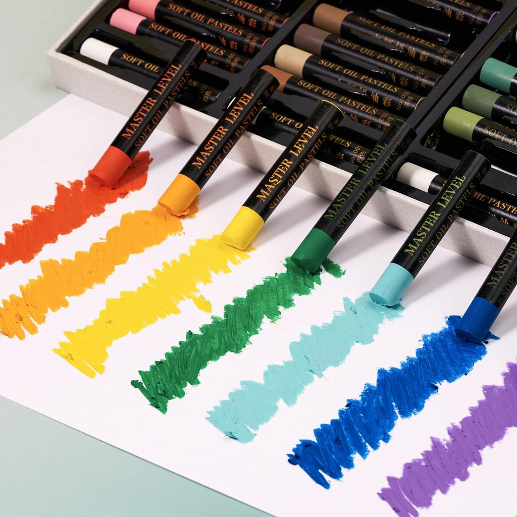 LIGHTWISH Professional Soft Oil Pastels 52-Piece Set (48 Colors + 4 White) | High-Density Pigments, Creamy Color Development | Suitable for Layering a