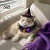 Pet Witch Hat And Scarf 1 Set Halloween Cat Costume, Wizard Lace Bandana, Ruffled Bib Pumpkin Outfit with Bow Bell, Holiday Party for Small Dogs, Cats