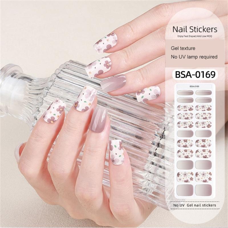 Gel Nail Stickers Full Cover Self Adhesive French Nail Strips Christmas Style Nail Wraps for DIY Manicure Home or Salon