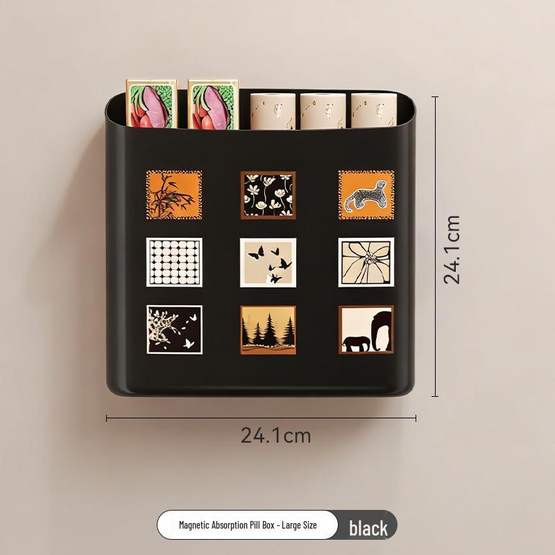 Magnetic Wall-Mount Refrigerator Storage Rack with No-Punch Two-Way Side Hanger for Fresh-Keeping Film