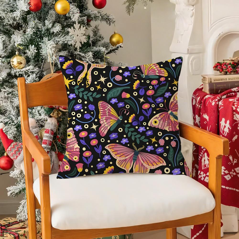 Flowers And Animals pattern Pillow Case Silky Short Plush with Invisible Zipper Dustproof Sofa Cushion Cover for Home Decor