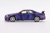MINI GT Nissan Skyline R34 V Spec II MINI GT Digital Camouflage Purple MINI GT 5th Anniversary Model Right Handle Finished Product 1/64 GT-R