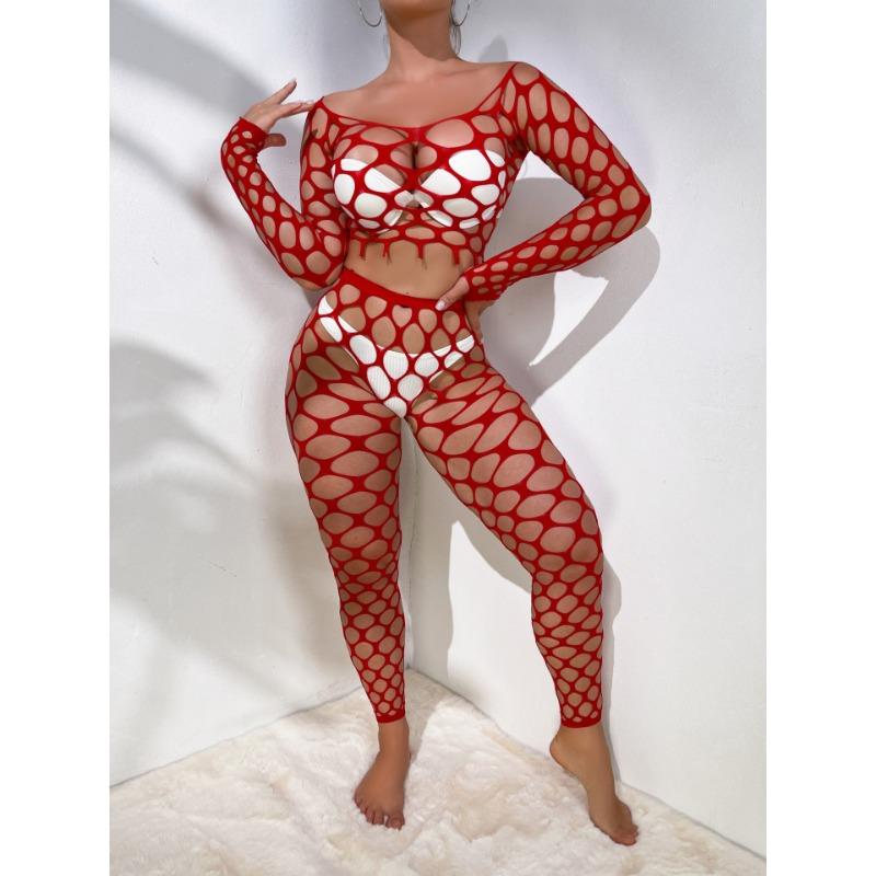 New Top with Pantyhose Sexy Lingerie Set Exotic Costumes Women Fishnet Uniform Sexy Nightgown Female Sleepwear Erotic