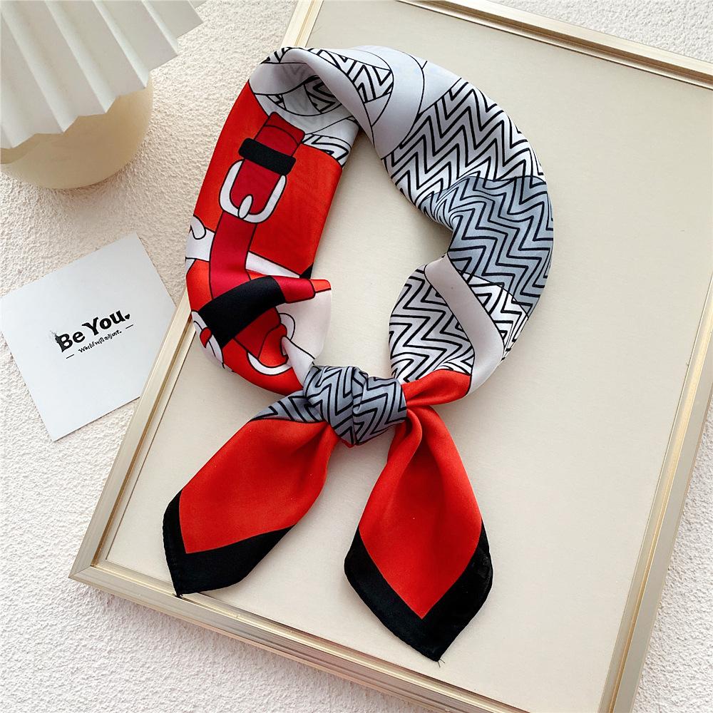 Modischer Dekorationsschal, Haarband, Krawatte, 70 cm, kleiner quadratischer Schal, Seidenschal, Damen, Frühling und Herbst, vielseitiger kleiner Schal, professioneller Schal