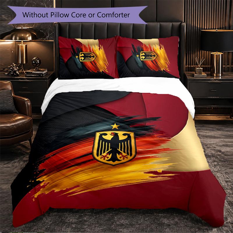 Germany Football Pattern 3 Pieces Bedding Set Soft Microfiber Duvet Cover with Pillow Cases for Bedroom
