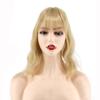 MISS WIG Women Natural Short Wavy Hair Extensions with Bangs Clip On Wig Synthetic Fiber Hair Piece Suitable for Party Daily Use