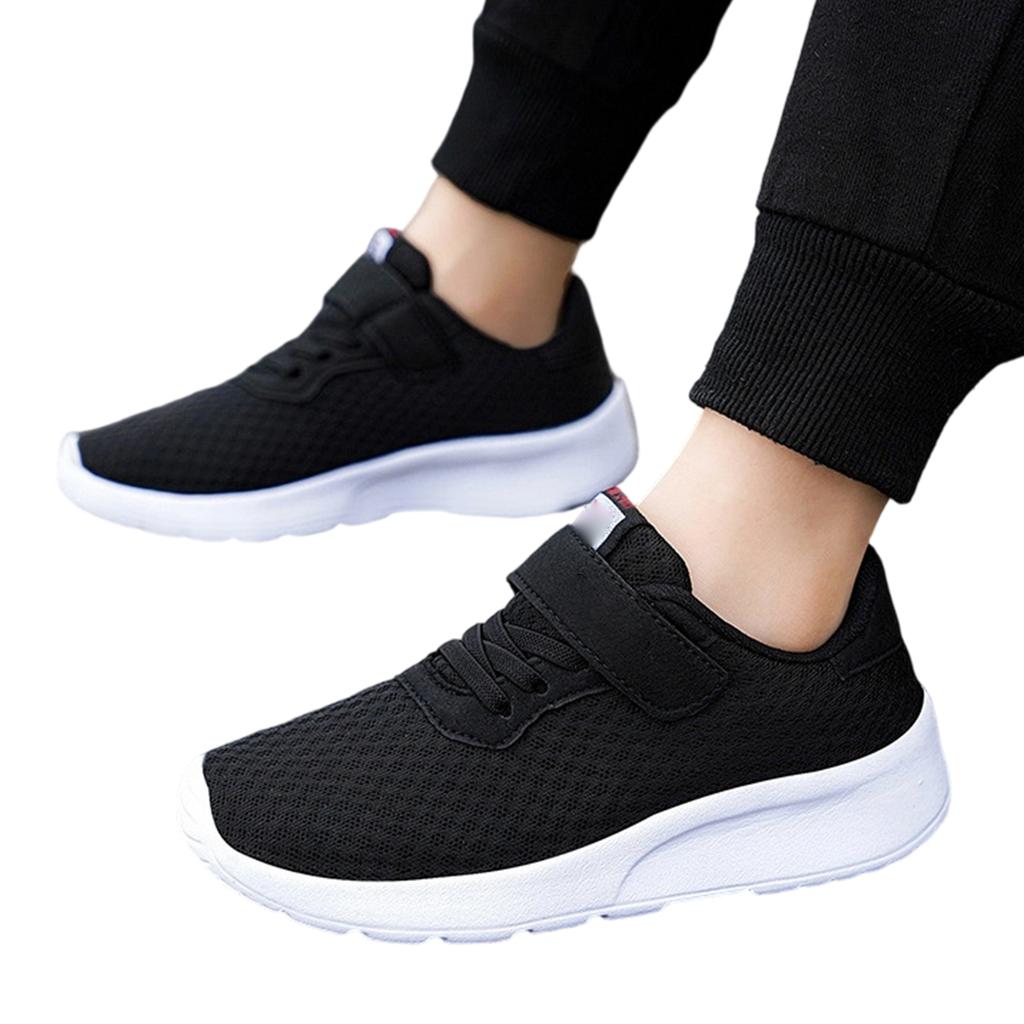 Children Athletic Sneakers Lightweight Breathable Mesh Upper Slip Resistant Soft Sole Hook and Loop Closure Kids Running Shoes for Everyday Wear