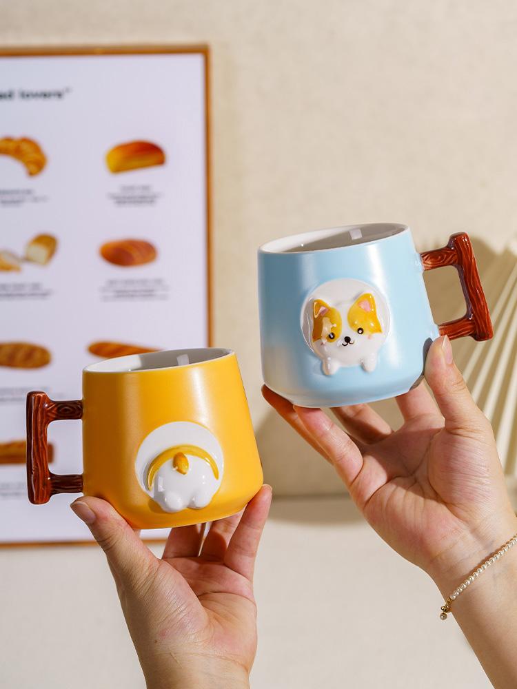 Cartoon Puppy Cute Ceramic Mug Breakfast Milk Cup For Home Use High-value Milk Cup Coffee Cup