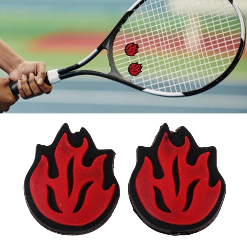 2Pcs Tennis Vibration Dampener Silicone Racquet Shock Absorbers Flame Shape Tennis Racket Dampeners Tennis Accessories