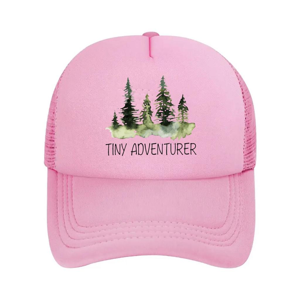 Tiny Adventurer Forest Trees Watercolor Mesh Baseball Cap Casual Hat Outdoor For Womens Unisex FeUnisex