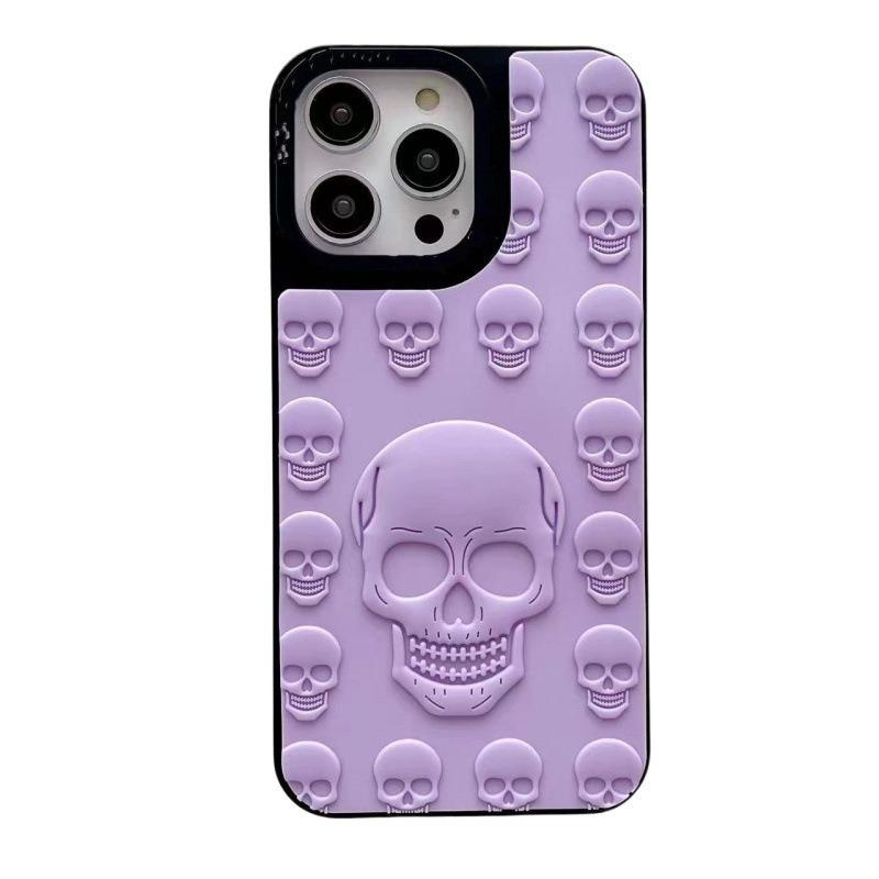 3D Cartoon Skull Silicone Case for Apple 15 Pro - Full Coverage Protective Skin