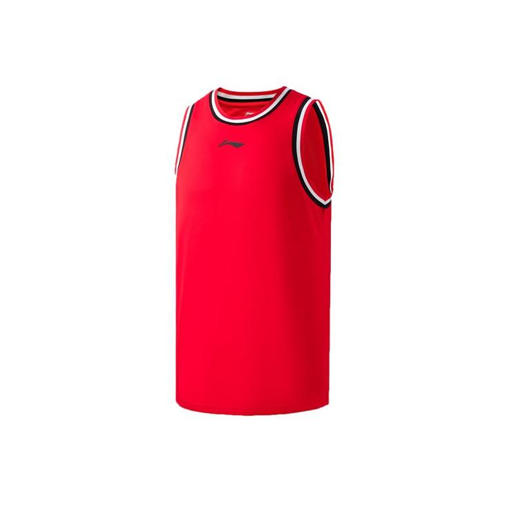 Li Ning Sports Basketball Series Mesh Breathable Basketball Competition Leisure Sports Suit Men Sports Suit Red AATR011-2