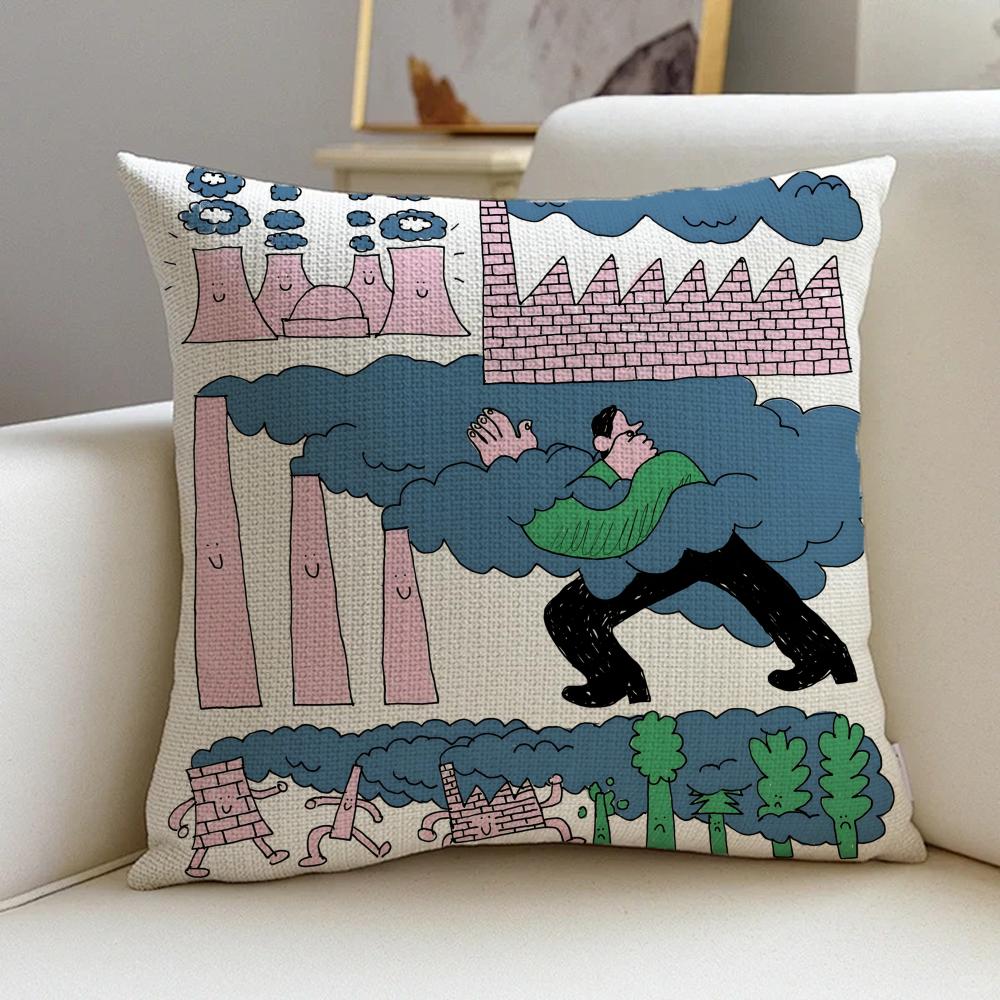 L-Lukas Eglinskas Cushion Cover Cushion Cover Pillowcase, Anti-Mite Invisible Zipper, Linen Sofa Cushion