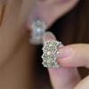 Boucles d'oreilles créoles en zircon blanc et vert de luxe pour femme Mode vintage Couleur argent Mariage Pour femmes