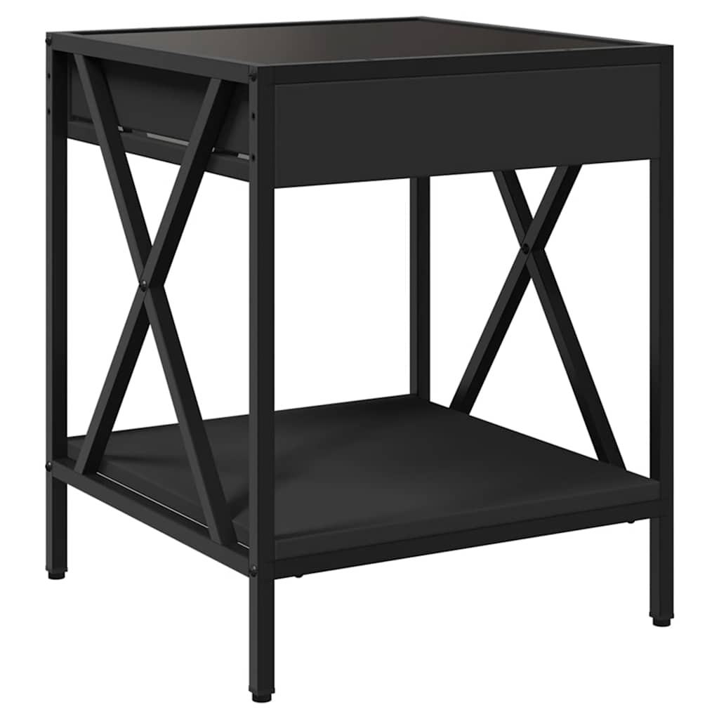 Nightstand with Infinity LED Black 40 X 40 X 49 Cm
