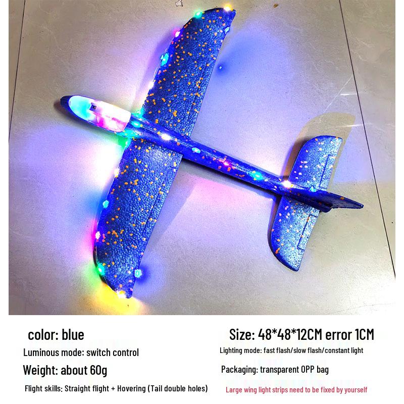 Children's 48CM Luminous Foam Glider Toy - Pure White Model for Outdoor Play