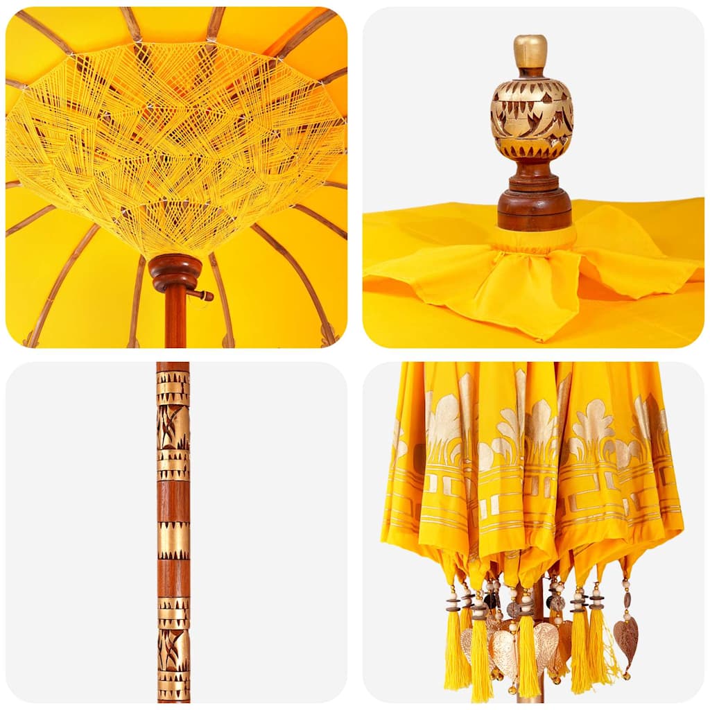 Balinese Sun Umbrella with Base Yellow 95 X 95 X 260 Cm