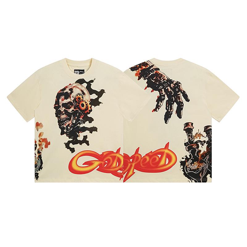 Vintage Washed Industrial Gear Skull & Graffiti Logo Hip Hop Tee S