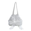 Cute Girl Bow Canvas Shoulder Bag, Casual Canvas Handbag, Personalized Creative Underarm Bag