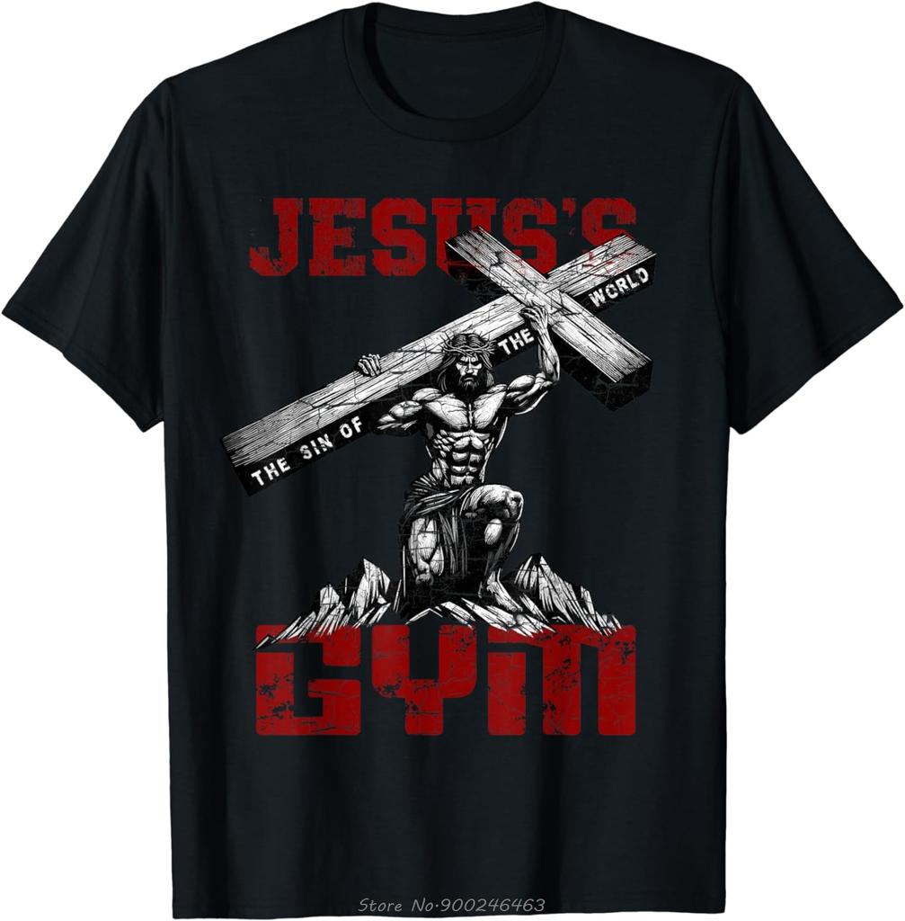 Christian Workout Tee Jesuss Gym Bodybuilder Motivation Tshirt Unisex Cotton Tshirt Fashion Hip Hop Streetwear Fitness T Shirt