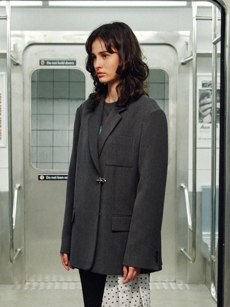 RAIVE Buckle Detail Blazer In Charcoal Vw6Sj104-9E