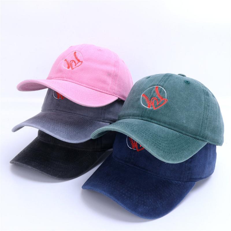 Street Style Washed Baseball Cap American Retro Letter Embroidery Soft-Top Caps, Outdoor Dad Hat