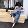Summer 2025 Women's American Retro High-Waisted Wide-Leg Cropped Jeans