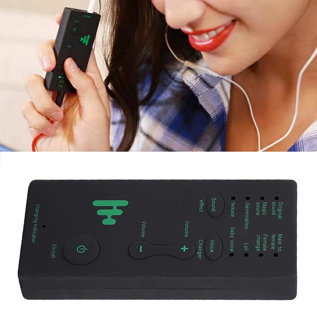 Portable Mini Voice Changer Sound Card for Live Streaming, Male To Female Voice Change with One Click, 4 Sound Effects