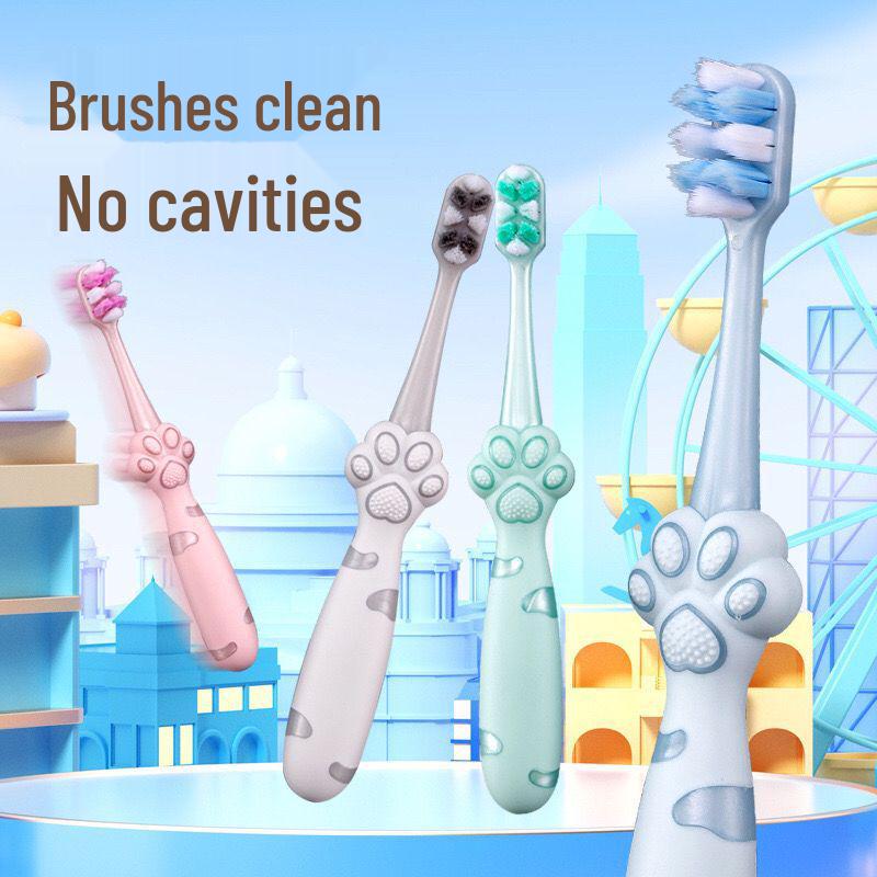 Cute Cartoon Cat Paw Toothbrush - Soft Bristles, Small Head, Gum Protection, Ideal for Students & Adults.