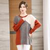 Sweater for Women Autumn Winter Color Blocking Pullover Warm Knitted Stretchy Long Sleeve Oversize Jumper Tops