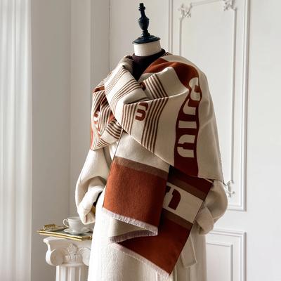 New  Elegance Two-Sided Print Scarf Soft Warm Fringe Pashmina Shawl Autumn And Winter Outdoor Coldproof Windproof Blanket